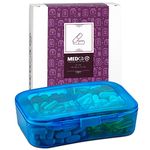 Vitamin Organizer - Travel Pill Organizer Box & 6 Compartment Daily Medicine Case Container for Organizing Your Pills, Medications, Supplements, Vitamins and Fish Oils for Every Day Use by MEDca