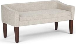 SIMPLIHOME Parris Upholstered 50 inch Wide Bench, Stylish Low Back and Swooped Arms, with Extra Suport, Simple Assembly, Just Attach Legs Contemporary in Platinum