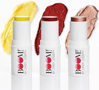 BOOM! by Cindy Joseph Boomstick Trio - 3 Pack Boom Makeup Sticks - Blush Stick in Berry, Highlighter Stick & Moisturizer Stick - Multi-Use Vegan Makeup Sticks for Older Women & Mature Skin