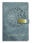 Brown Cloud Personalized Gray Velvet Finish Self Design Leather Cover Notebook/Diary Ruled With Personalised/Customized Message/Quote/Name For Personal/Corporate Gift (G001) (1), 240 Pages