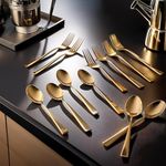 Frenchware Cutlery (Set of 12, Stainless Steel PVD Gold Spoons - 6 and Forks - 6), 100% Food Grade, Non Toxic, Anti-Rust, Dishwasher Safe, Perfect Gifting Set for All Occasions