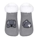 ZYZX Animal Fuzzy Slipper Socks for Women with Grips Winter Cosy Knit Cute Fluffy Socks Non Slip Sherpa lining Fuzzy House Grips Socks Gifts