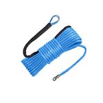 RIOOP Synthetic Winch Rope, 1/4 Inch x 50 Feet 9,500LBs Winch Cable Line with Protective Sleeve for ATV UTV (Blue)