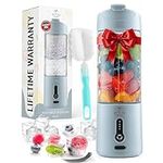 Zulay Kitchen Portable Smoothie Blender On the Go - USB-C Rechargeable, Cordless Travel Blender - 18 oz Personal Blenders that Crush Ice, Frozen Fruits, & Veggies with 6 Sharp Blades (Dark Silver)