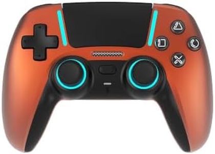 ASRVA Chrome Orange Wireless Pro Controller for PS5 with 4 Paddles, Hall Effect (Anti-Drift) Joystick, Micro-Switch ABXY, 6-Axis Gyro, Macro, 1000mAh, RGB Lighting - Compatible with PS5 Pro/Slim/PC