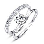 AVECON 1.2ct 925 Sterling Silver Bridal Ring Sets Round Cut CZ Engagement Rings Wedding Rings for Her Wedding Bands for Women Promise Rings Valentine's Day Gift Size 5-10, 4 UK, Stone, Cubic Zirconia