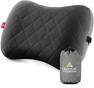 HIKENTURE Almohada Hinchable para Camping, Viaje, con Funda de Almohada extraíble, ergonómica, cómoda Almohada Cervical para Viaje/Exterior, Cuello Inflable Travel Pillow Negro