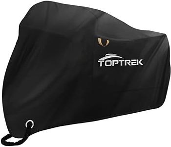 Toptrek Motorbike Cover, 210D Thicker Oxford Motorcycle Cover with Seamtaped, XXXL Large Waterproof Outdoor Moped Cover with Lock Holes, UV & Wind Resistant, Anti-Scratch, Black (104 * 41 * 52inch)
