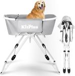 KITPLUS Portable Dog Bathtub, 5 Height Adjustable Dog Washing Station for Pet Shower and Grooming Foldable Bathing Tub with Storage & Anti-Slip Design for Small Large Dogs Cats