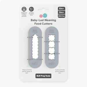 ezpz Baby-Led Weaning Food Cutters (2 pack in Pewter) - 6 / 9 Months + - Food Prep for Infants