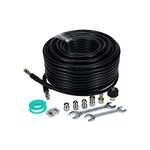 SanSanYa Sewer Jetter Kit for Pressure Washer 150FT 5800 PSI Drain Cleaning Hose 1/4 Inch NPT Button Nose & Rotating Sewer Jetting Nozzle Spanners for Jetter Hose Pressure Washer (150FT)