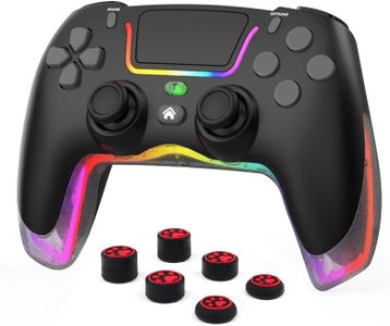 RALAN Black Wireless Controller Compatible with Playstation 4/Pro/Slim/for PS4 Dualshock 4 Gamepad with Adjustable LED Lighting, 3.5mm Audio Jack and Touch Pad