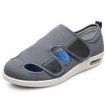 NogrAx Medical Orthopedic Shoes - Extra Wide Width for Diabetic Swollen Feet of Women or Men, with Memory Foam and Adjustable Walking Design (7.5,Gray)