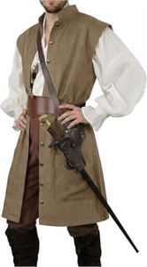 VIBNRIX Unisex Buccaneer Vest — Long Sleeveless Pirate Waistcoat for Medieval Costume, LARP & Renaissance Cosplay