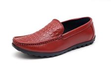 ARAMISH Red Genuine Leather Loafers for Men - 10 UK