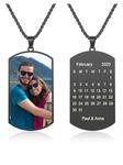 AllerPierce Photo Necklace Personalised Dog Tag Picture Pendant Necklace for Men Women Calendar Engraving Custom Stainless Steel Memorial Necklace Gifts for Boyfriend Dad Husband Fathers Day Christmas