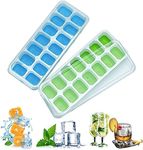 VN CARE 2 Pcs Pop Up Ice Cube Trays For Freezer With Lid With Easy Release Flexible Silicone Bottom, Stackable, 100% Bpa Free, Food Grade For Freezer, Cocktail (2 Pcs), White