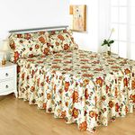 Diana Cowpe DOUBLE BED Traditional Jacobean Floral Print Fitted Bedspread With 2 Matching Pillow Shams 135cm x 200cm With 56cm Drop