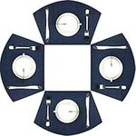 Wedge Placemats Set of 4 Vinyl Placemats for Round Tables Woven Non-Slip Heat-Resistant Easy to Clean Wipeable Washable Dinner Table Mats（Navy Blue）