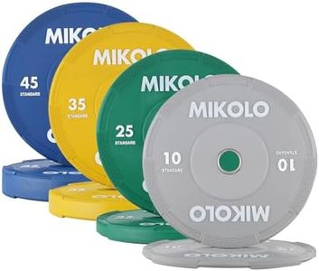 Mikolo Olympic Bumper Plates & Barbell Plates 2-Inch Weight Plate Set - Steel Insert, Low-Bounce & Quiet for Home Gym Strength Training (10+25+35+45LB Set）