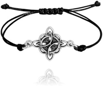 Pulsera Nudo de Bruja con hilo negro en plata - Estas pulseras mujer son amuletos de la suerte y proteccion - Ajustable a todas las tallas, se envía en una cajita de regalo