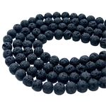 GraceAngie 200PCS 4MM Natural Lava Beads Black Volcanic Stone Rock Beads Kits for Essential Oils Necklace Bracelet Jewelry Making