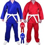 MAR | Red Karate Gi with FREE belt, Stylish Traditional Student Uniform, Martial Arts Uniform, Kids Karate Suit | Men & Women; Kids & Adult Sizes | 8oz Fabric Suit + FREE Karate Belt (4/170)