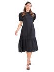 Styli Women's Polyester Shift Midi Dress (7006737201_Black_M)