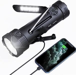PPLEE NOAA Emergency Flashlight Rechargeable with Weather Radio,AM/FM Weather Alert Solar Hand Crank Survival Radio,Battery Powered Radio,Reading Lamp,USB Phone Charger,SOS Alarm