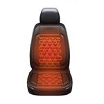 JORCEDI 2026 Comfortable Leather Heated Seat Covers, Universal Seat Cover Pad, Soft Car Seat Covers with Full Back Seat Protector Pure (Black/Brown/Grey) For Winter (Black,1Seat)