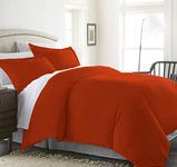 CELINE LINEN Wrinkle & Fade Resistant 2-Piece Duvet Cover Set - Protects and Covers Your Comforter/Duvet Insert, 1500 Series Luxurious 100% - Silky Soft, Twin/Twin XL, Rust/Orange