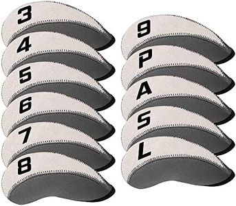 Gray & White 11pcs/Set Neoprene Iron Glove Cover Headcover Set with Large No. for All Brands Callaway,Ping,Taylormade,Cobra Etc.