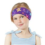 MoKo Swimming Headband for Kids, Cute Swinmmers Headband Ear Band for Kids Keep Water Out Waterproof Ear Protection Band for Bathing Swimming Ear Band for Kids Age 4-17 M Size, Purple Starfish