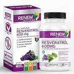 Renew Actives High Potency Optimized Resveratrol Supplement: 600mg Natural Resveratrol Complex Supplements with 50% Trans Resveratrol - High Antioxidant Support - 60 Vegan Capsules. GLUTEN-FREE. No Fillers & NON-GMO. Made in Canada. Easy to Swallow Cap...