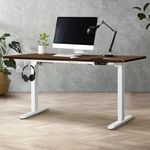 Oikiture Electric Standing Desk Computer Height Adjustable Desk Desktop Stand Up Home Ofiice Desk White Frame and 160cm Oak Desk Top