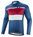 ROTTO Mens Cycling Jersey Long Sleeve Cycling Top Bike Shirt with Rear Pockets Stripe Series