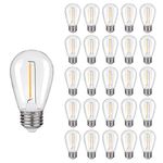 KGC Plastic S14 Replacement LED Light Bulbs – 1W Equivalent to 10W, Non-Dimmable 2200K, No Glass Shatterproof & Waterproof Plastic Bulbs, E26 Base Vintage LED Edison Filament Bulbs (25 Pack)