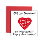 Huxters Anniversary Card – Premium Happy 3rd Wedding Anniversary Wedding Card – Funny Card for Husband or Wife – Beautiful Illustration and Artwork – 14.8cm square card (3rd Anniversary)