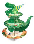 WERNNSAI Dinosaur Cupcake Stand - Dinosaur Cake Stands Dino Party Cupcake Decorations Disposable 3 Tier Tray Cake Decorations Kids Dinosaur Birthday Dessert Tower Cupcake Display Stand