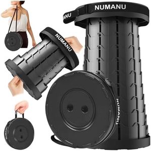 NUMANU Upgraded Collapsible Stool - Lightweight, Sturdy, Portable Adjustable Telescopic Folding Stool for Adults, Retractable Camping Chair Telescoping Seat or Footrest for Home & Outdoors, Max 400lb