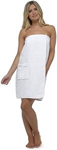 Tom Franks Womens 100% Cotton Shower Wrap Bath Towel White S-M