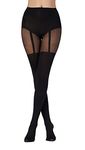 Pretty Polly Women's Suspender Tights, 40 DEN, Black (Black Black), One Size