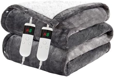 Heated Blanket Electric King, 100"x90" Soft Flannel Heating Blanket with 8 Hours Auto Off 10 Fast Heating Levels Machine Washable Sherpa Heated Throw Blanket with Overheating Protection
