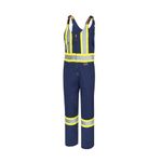 Pioneer Hi Vis Safety Overalls for Men - For Construction, Traffic, Sanitation - Class 2 - 7 Pockets - Navy Blue