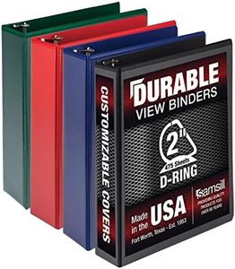 Samsill Durable 2 Inch Binder, Made in The USA, D Ring Binder, Customizable Clear View Binder, Basic Assortment, 4 Pack, Each Holds 480 Pages