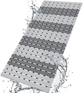 BEMISO Shower Mat Non Slip Bathtub Mat with Suction Cups and Drain Holes 37.4 x15.7 Inch Bath Mat for Tub & Shower.Easy Dry,Easy to Cut,Eco-Friendly