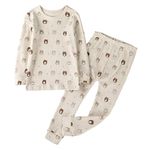 Owlivia Toddler Pajamas, 100% Organic Cotton Baby Long Sleeve Pajama Sets, Boy Girl 2-Piece Sleepwear(3 Years, Mini Bears)