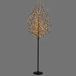 VeryMerry 6FT Micro Dot Birch Christmas Tree with 900 Warm White LED Lights, Auto-Off Timer and 8 Lighting Modes, Suitable for Indoor and Outdoor Use - Black