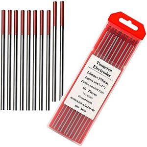 TIG Welding Tungsten Electrodes 2% Thoriated Welding Rods 1/16” x 7” 10-Pack Red