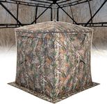 GYMAX Hunting Blind, 3 Person Pop up See Through Camouflage Deer Blind with Silent Sliding, Windows, Carrying Bag, Portable Folding Ground Blind for Dove Turkey Hunting Outdoor (Blind)